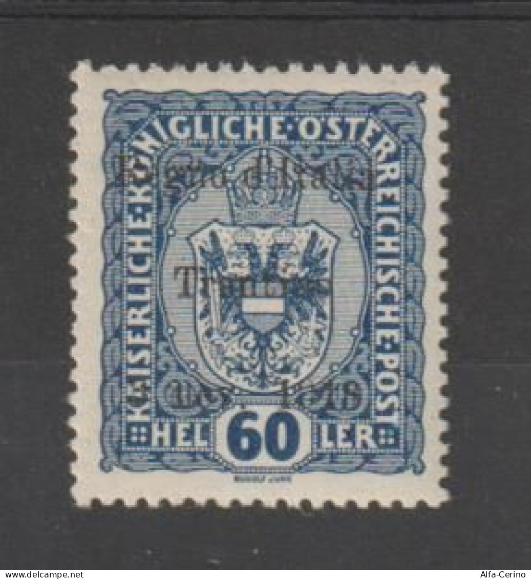 TRENTINO:  1918  SOPRASTAMPATO  -  60 H. COBALTO  SCURO  N. -  A.DIENA - G.OLIVA  -  SASS. 12 - Trentino