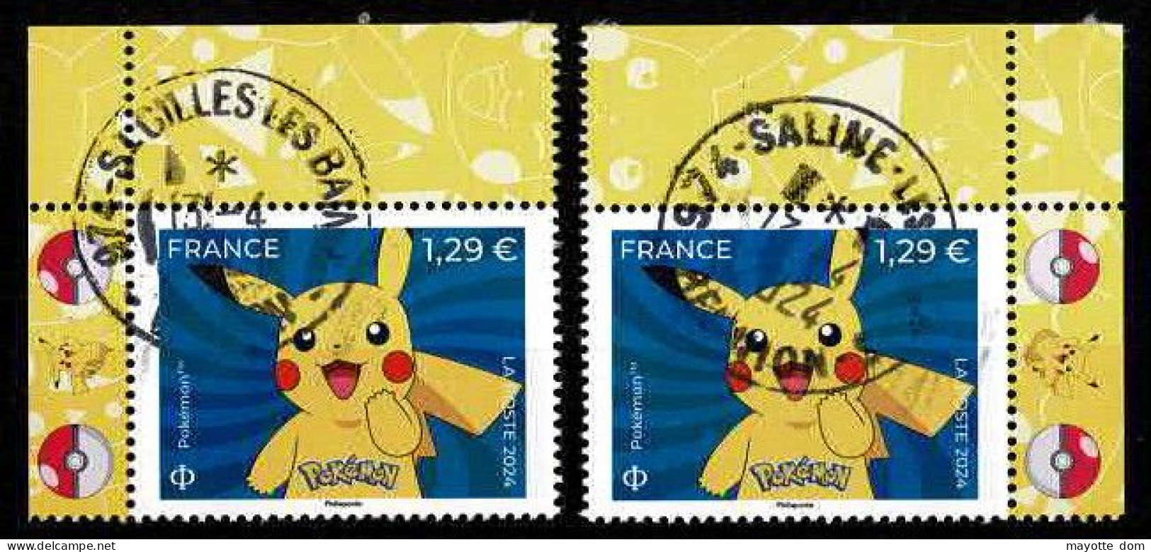 FRANCE 2024 Pokemon Oblitere REUNION Cachet Rond - Usados