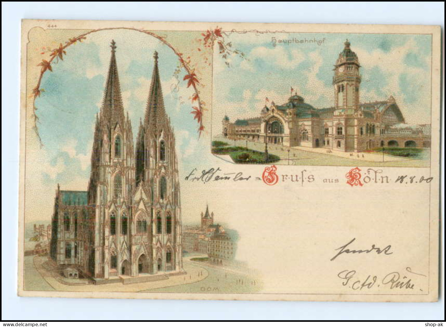 XX003497/ Gruß Aus Köln Hauptbahnhof Dom 1900 Litho AK - Koeln