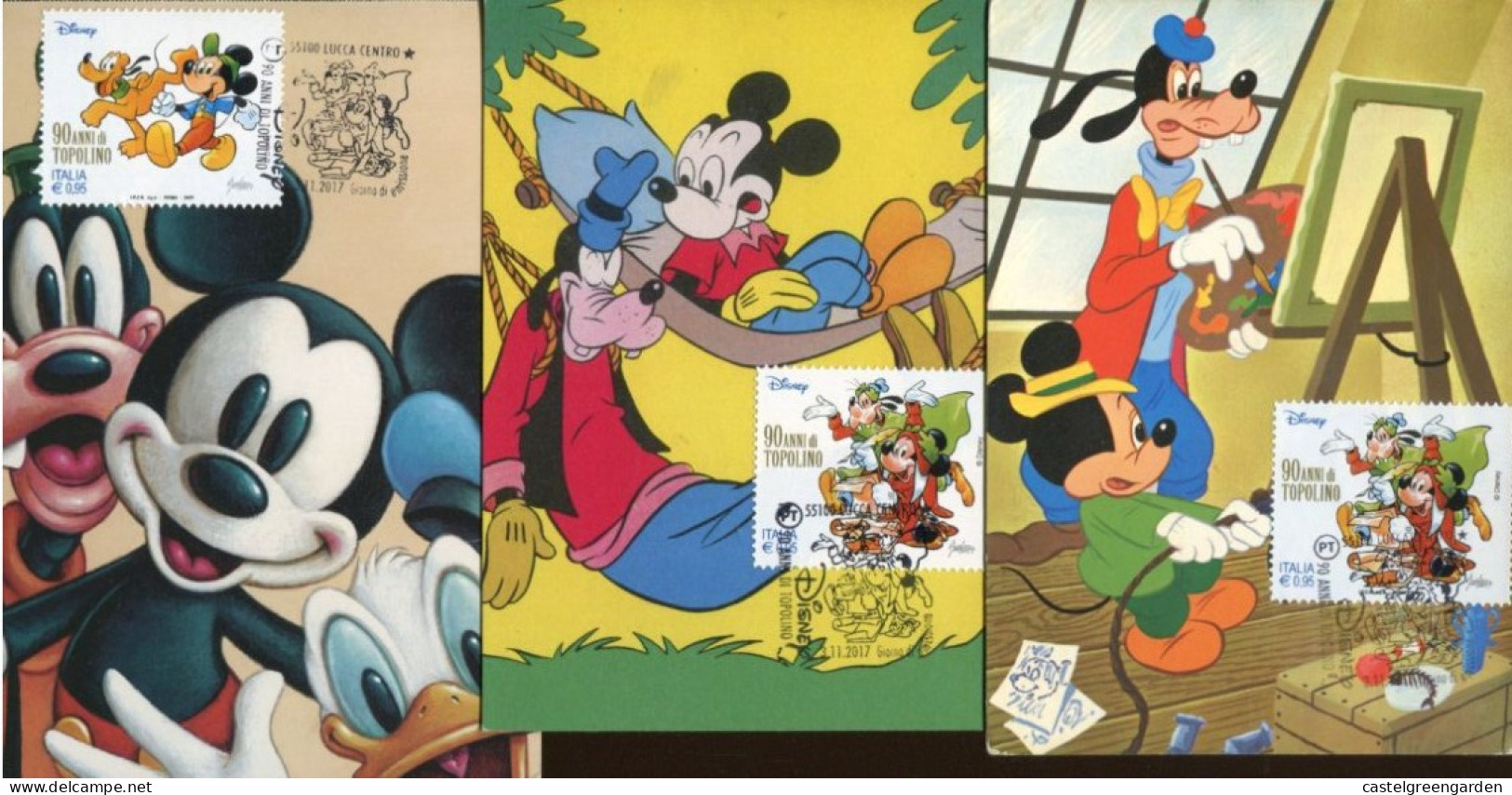 X0098 Italia, 3 Maximum Walt Disney, 2017 Postmark Of Lucca, Comics BD - Bandes Dessinées