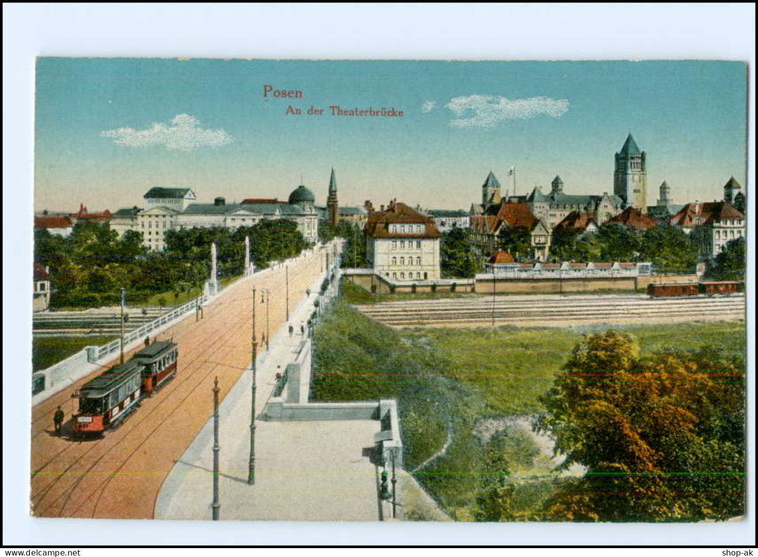 XX003319/ Posen An Der Theaterbrücke Straßenbahn 1915 AK - Posen