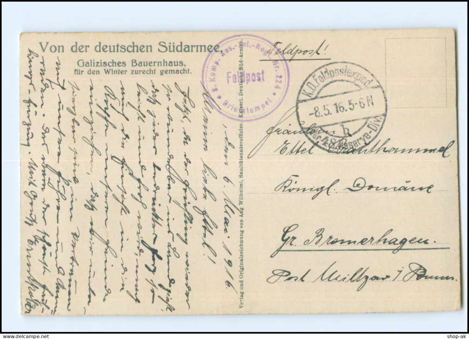 Y10706/ Von Der Deutschen Südarmee Galizien Bauernhaus AK 1916 - Guerre 1914-18