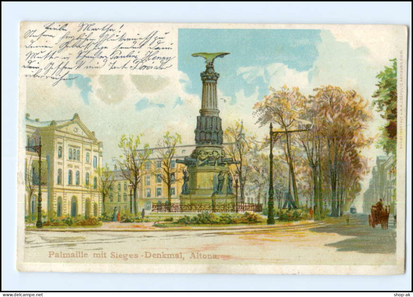XX002937/ Hamburg Altona Palmaille Mit Sieges-Denkmal Litho Ak 1899 - Altona