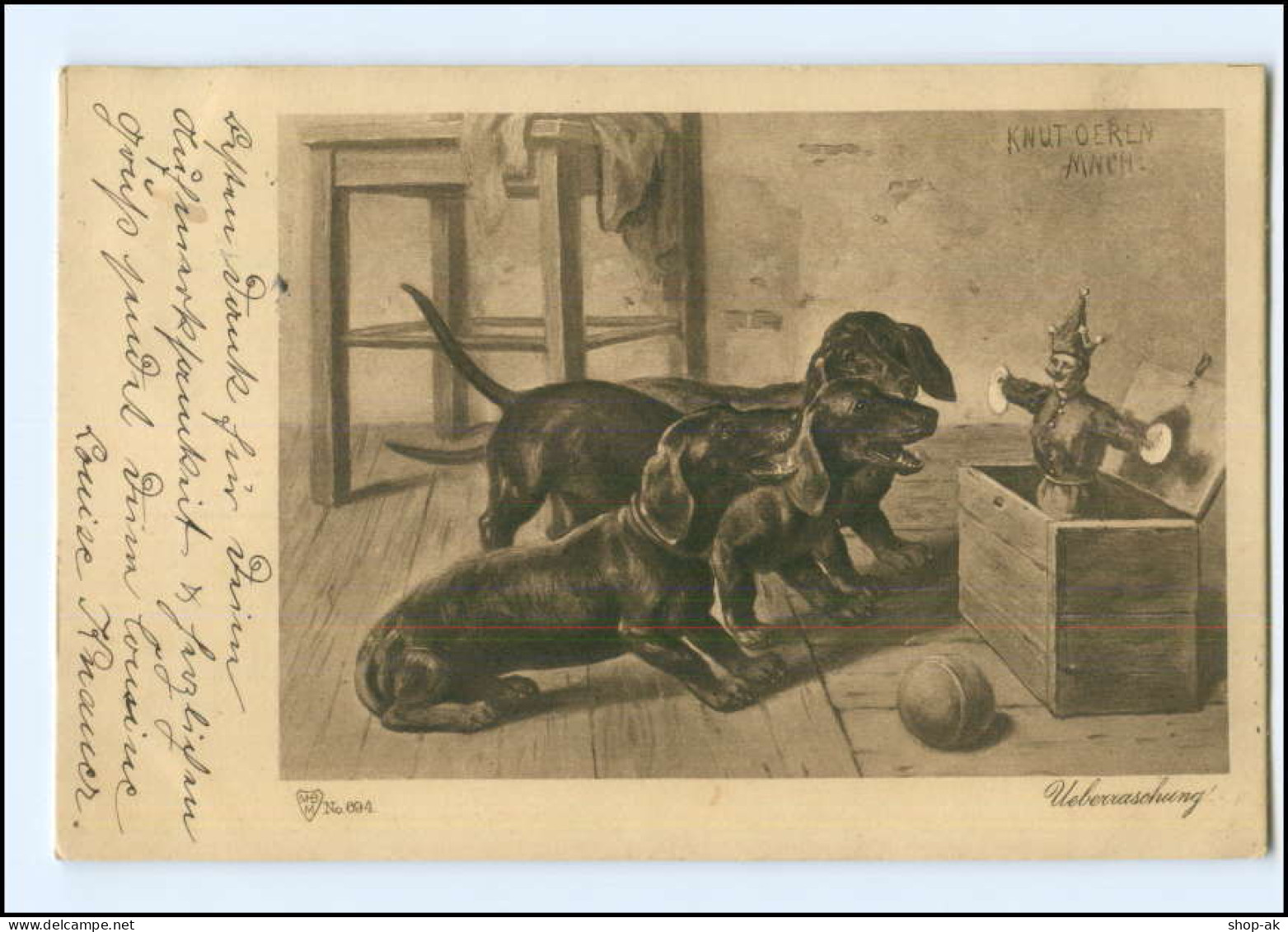 XX002898/ Dackel  Und Puppe  Künstler Ak 1903 - Hunde