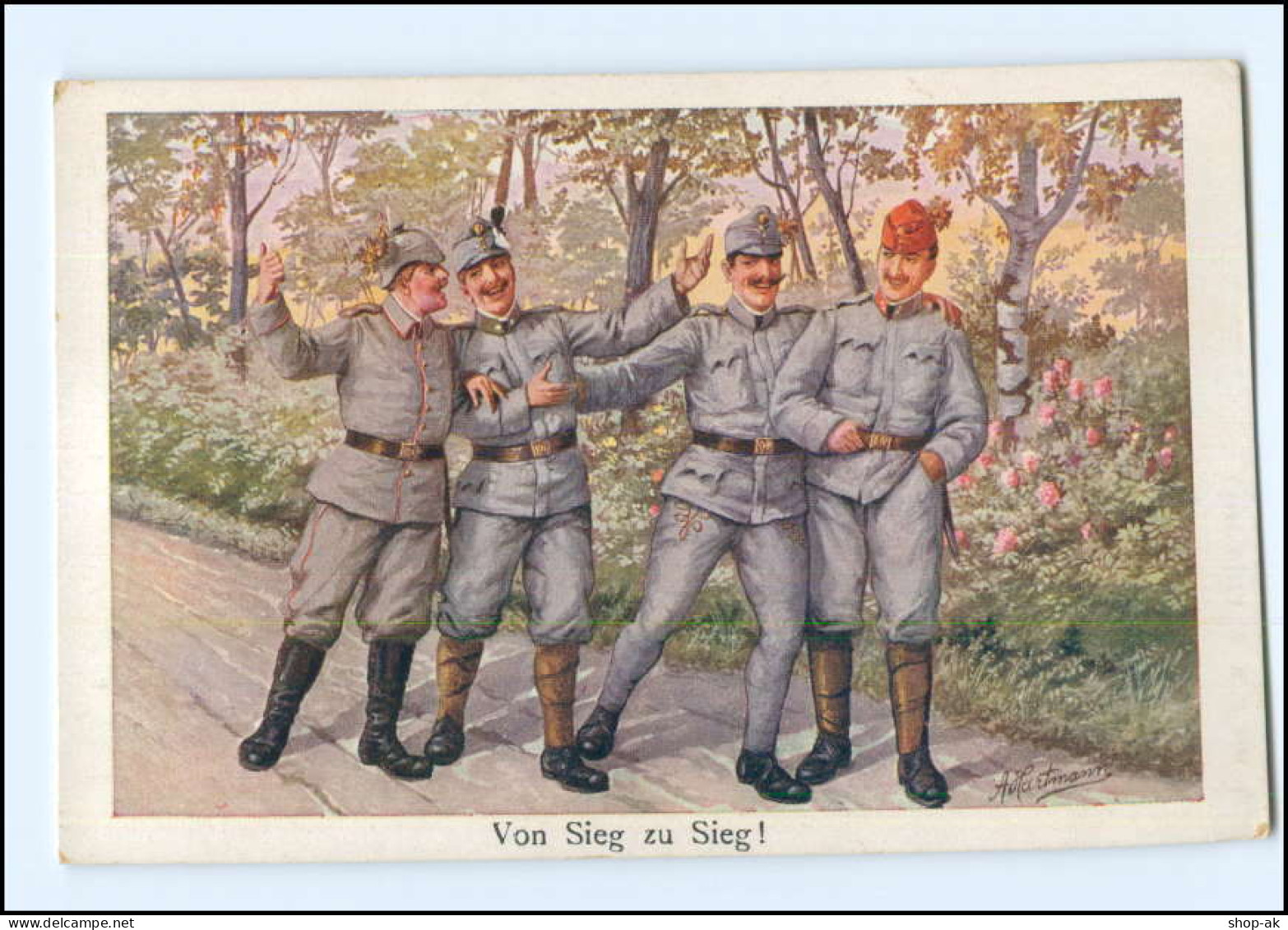 Y10566/ Von Sieg Zu Sieg"  Soldaten 1. Weltkrieg AK  - Guerre 1914-18