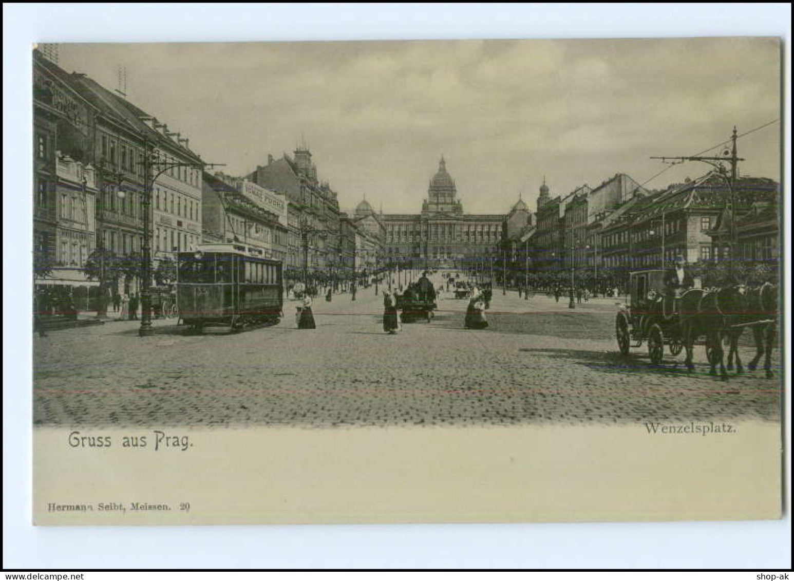 XX002561/ Tschechien Gruß Aus Prag Wenzelsplatz Straßenbahn Ca.1900 AK - Tchéquie