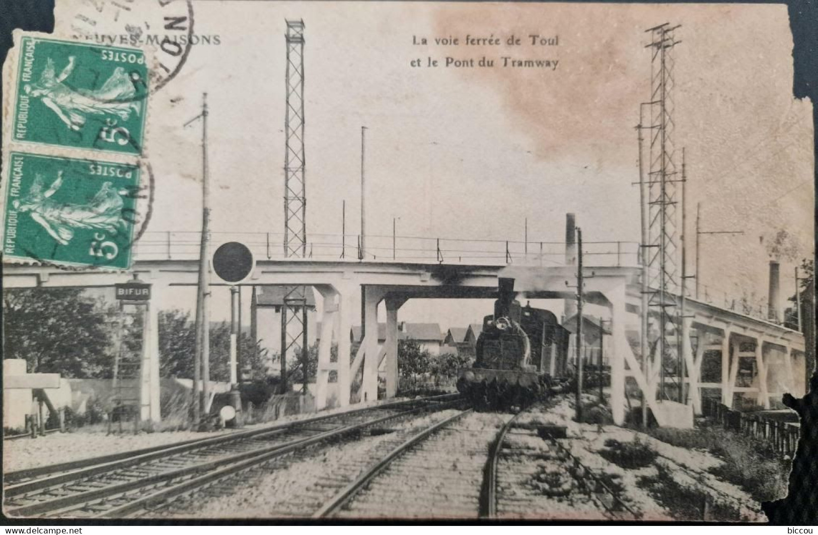 Cpa NEUVES MAISONS 54 - 1914 - La Voie Ferrée De Toul Et Le Pont Du Tramway (locomotive) - Neuves Maisons