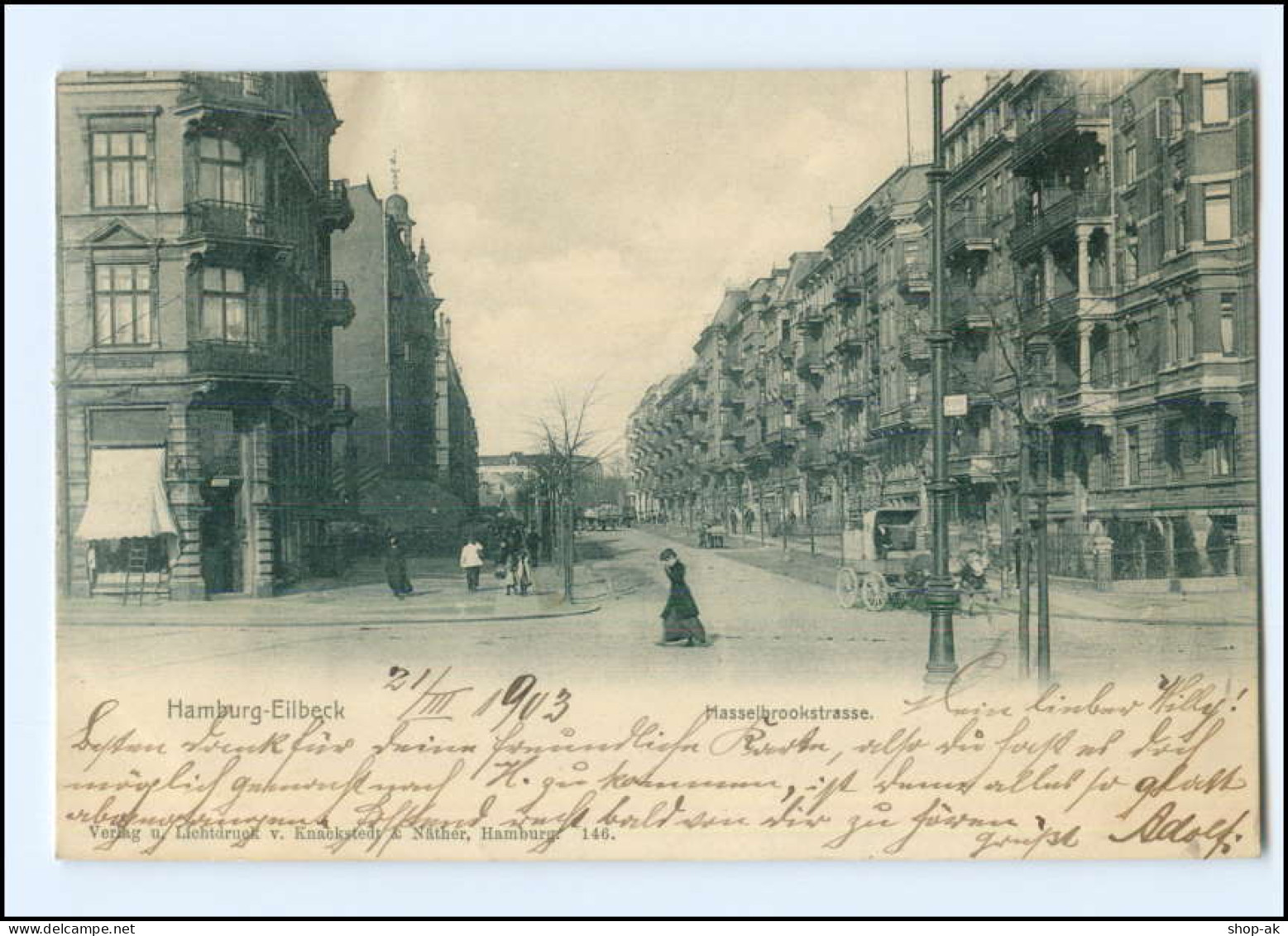 XX001901/ Hamburg Eilbek Hasselbrookstraße AK 1903 - Wandsbek