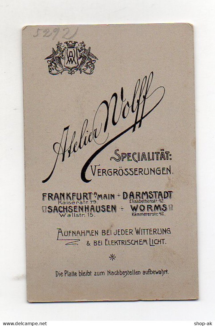 Y9894/ CDV Foto Soldat Militär Atelier Wolff Frankfurt  Ca.1905 - Otros & Sin Clasificación