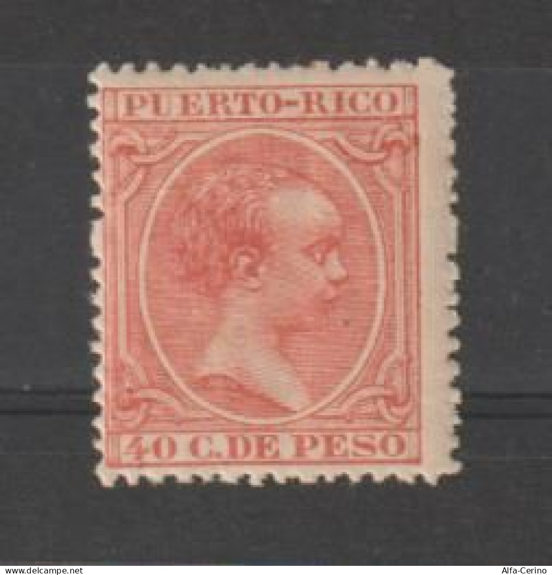 PORTO  RICO:  1896/97  ALFONSO  XIII°  -  40 C. ROSSO  ARANCIO  N. -  YV/TELL. 128 - Puerto Rico