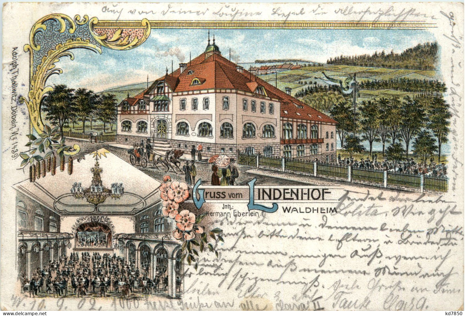 Waldheim - Gruss Vom Lindenhof - Litho - Waldheim