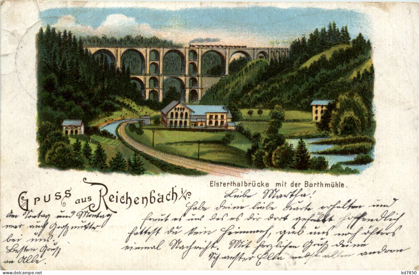 Gruss Aus Reichenbach - Elsterthalbrücke Mit Der Barthmühle - Litho - Reichenbach I. Vogtl.