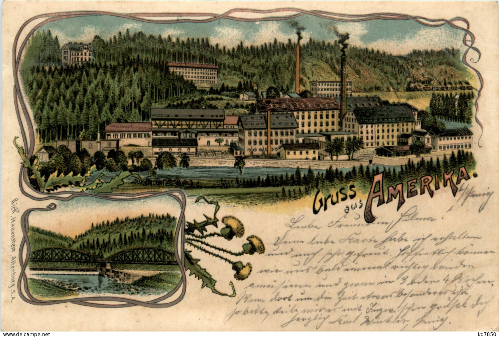 Gruss Aus Amerika Penig - Litho - Penig