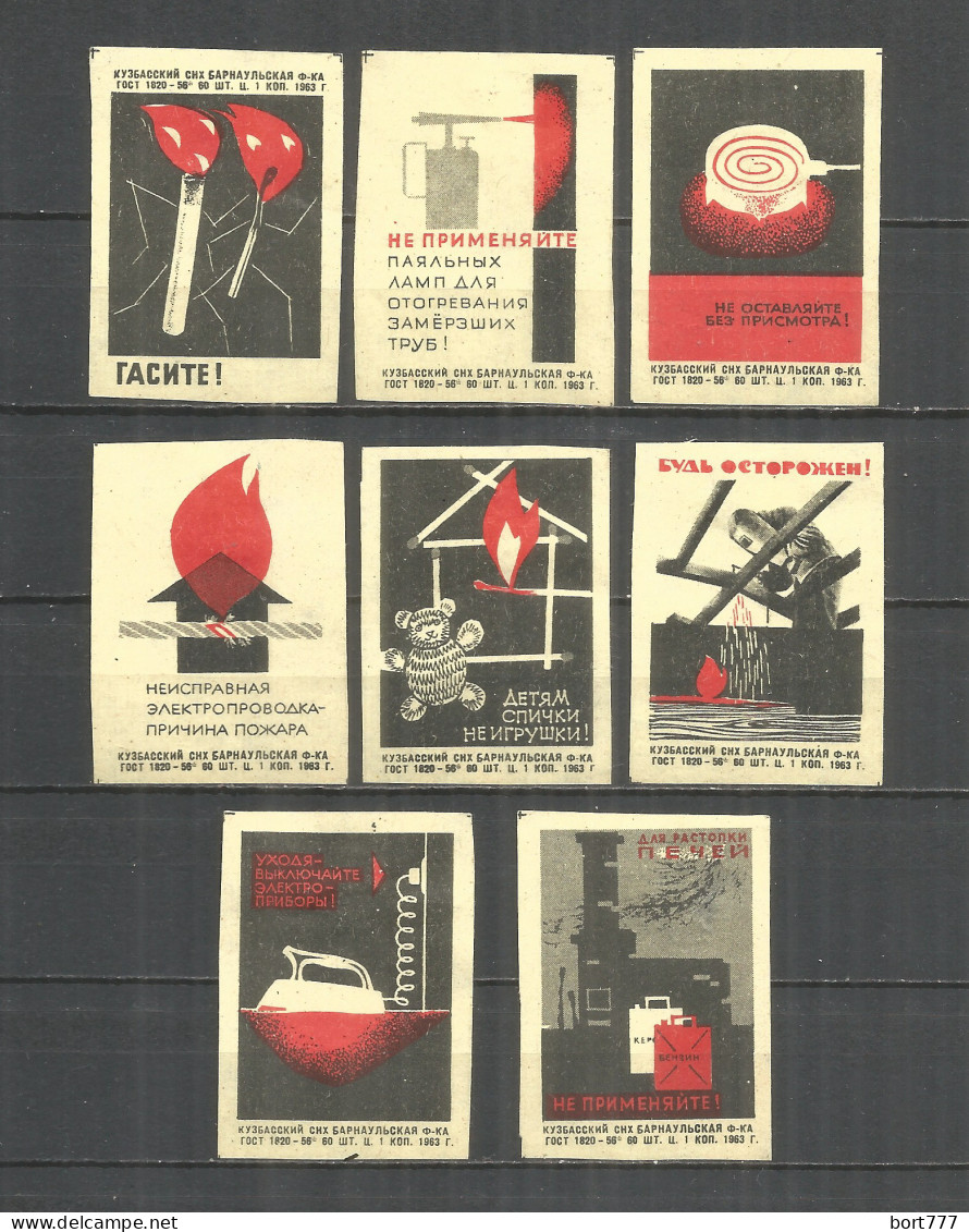 RUSSIA USSR 1965 Matchbox Labels 8v  - Zündholzschachteletiketten