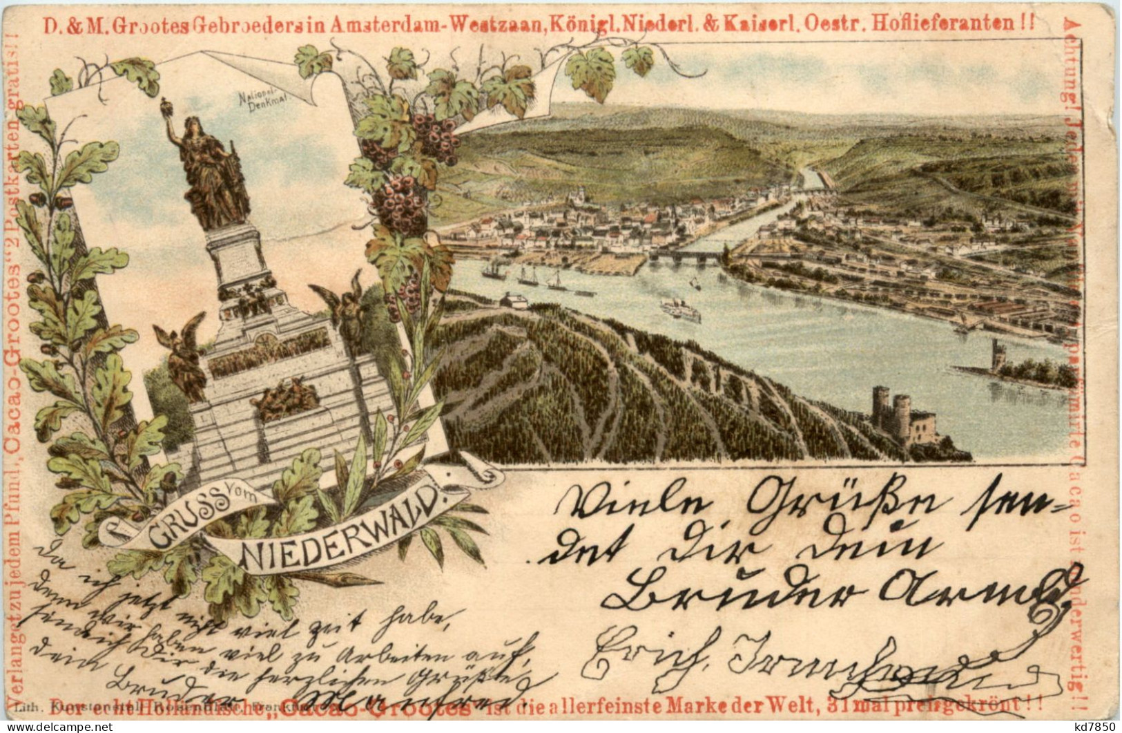 Gruss Vom Niederwald - Rüdesheim - Litho - Ruedesheim A. Rh.