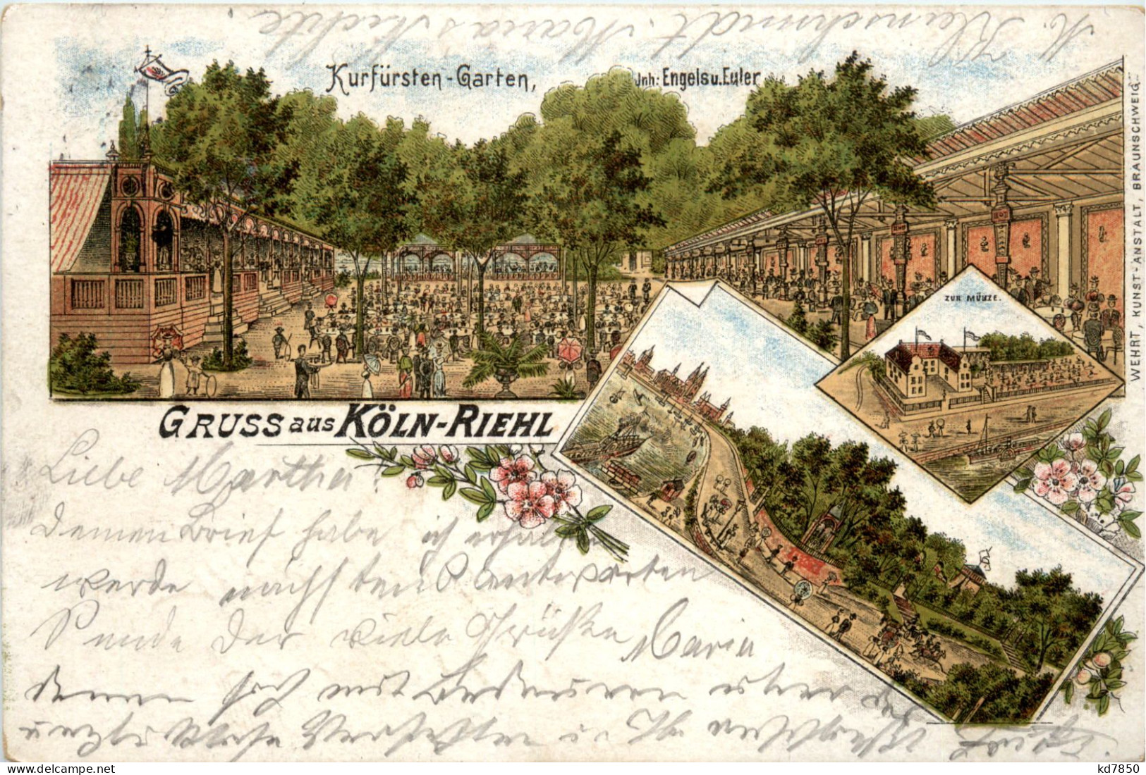 Gruss Aus Köln-Riehl - Kurfürsten Garten - Litho 1897 - Koeln