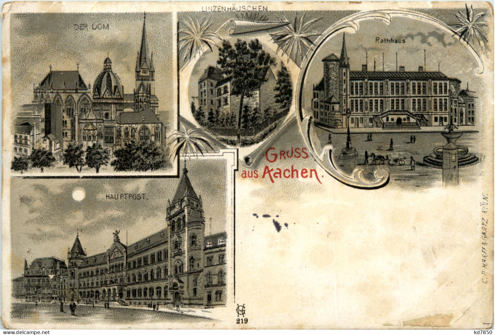 Gruss Aus Aachen - Litho - Aken