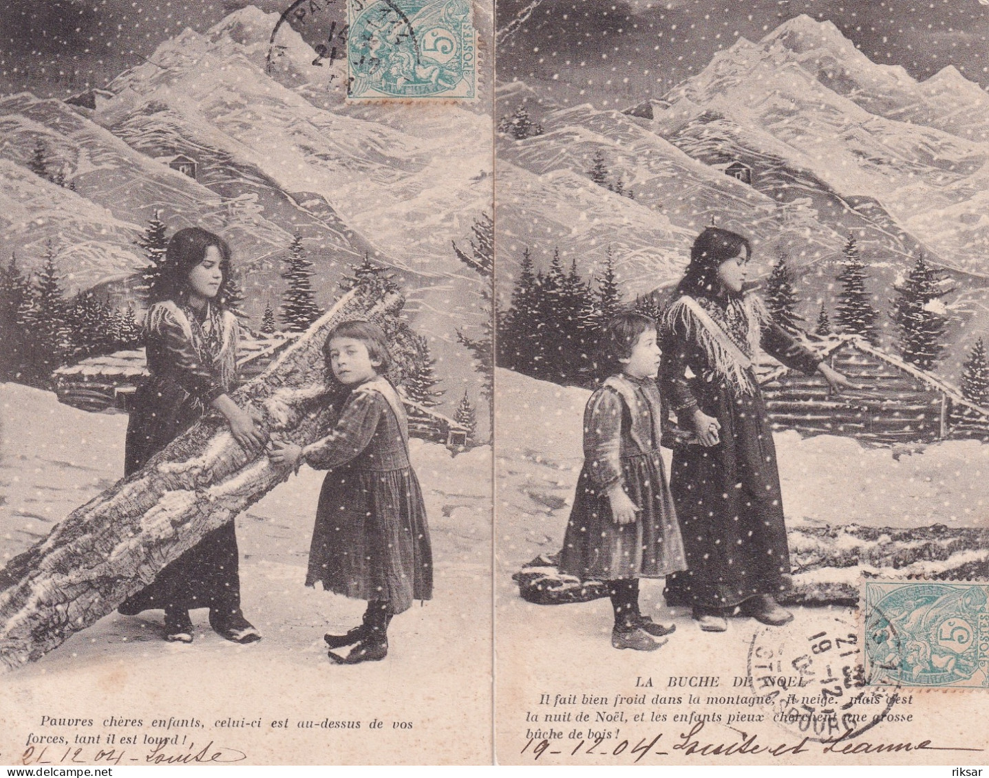 FANTAISIE(ENFANT) LA BUCHE DE NEIGE(SERIE DE 2 CARTES) - Babies