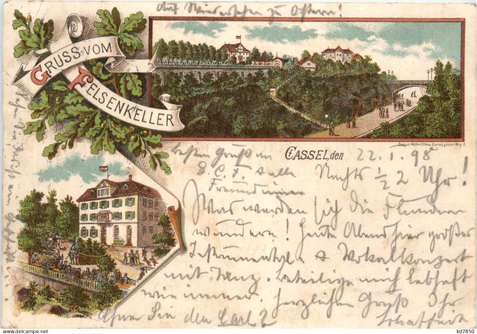 Kassel - Gruss Vom Felsenkeller - Litho - Kassel