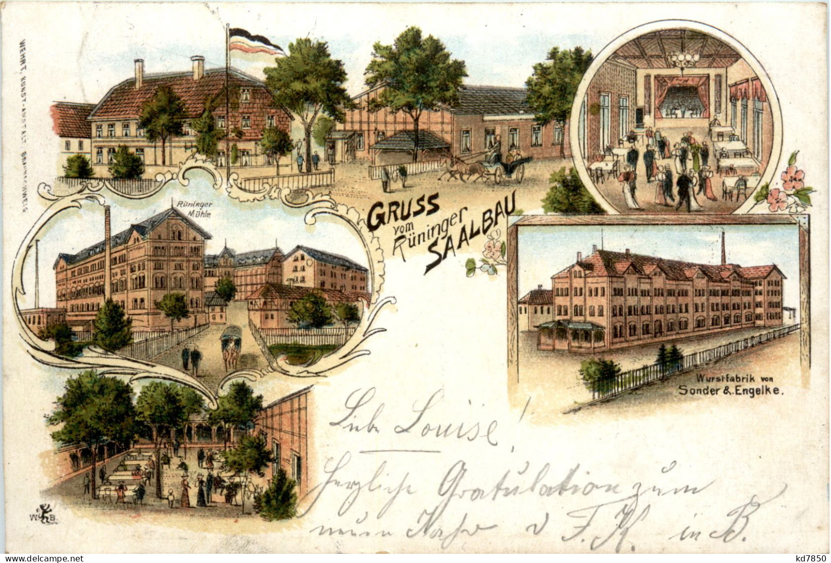 Rümingen - Gruss Vom Rüninger Saalbau - Wurstfabrik - Litho Braunschweig - Braunschweig