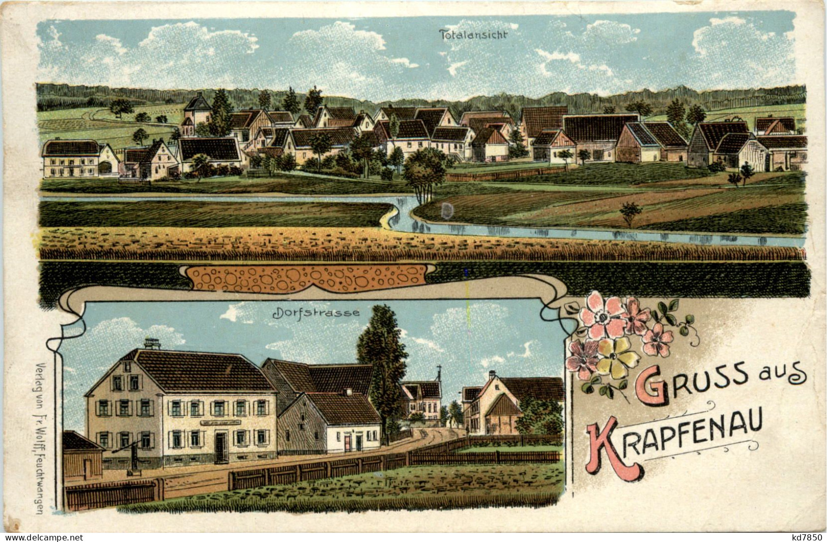 Gruss Aus Krapfenau - Litho - Feuchtwangen - Ansbach