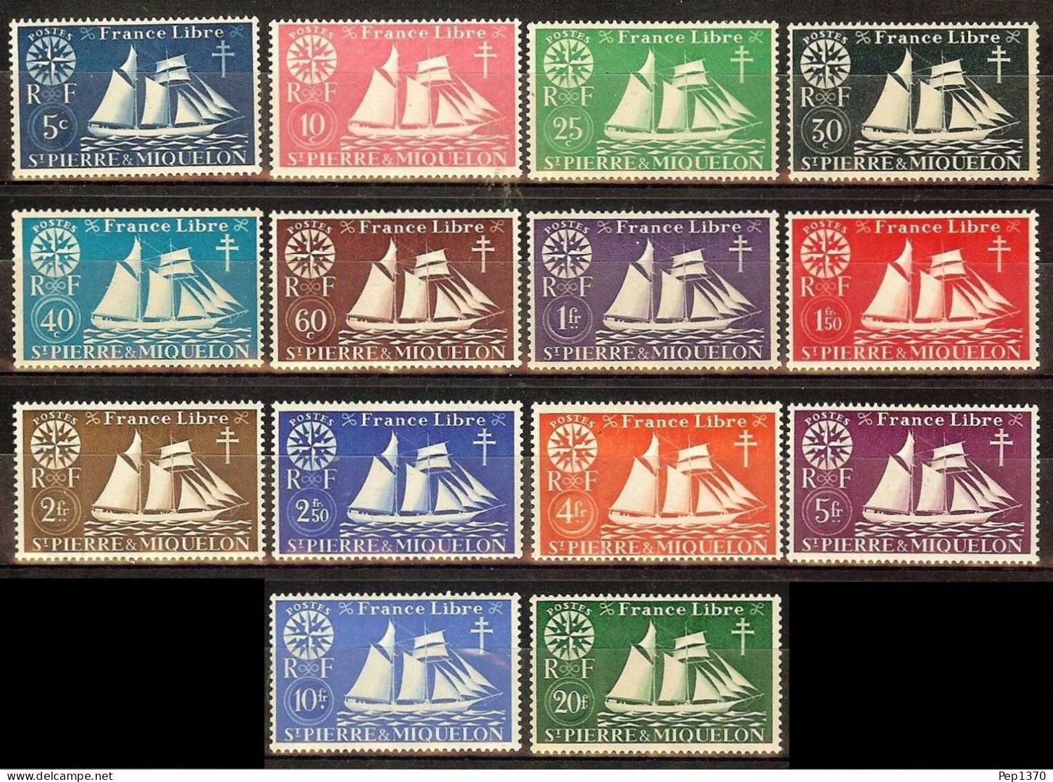 SAINT PIERRE ET MIQUELON 1942 - SERIE LONDRES - YVERT 296/309* - Unused Stamps