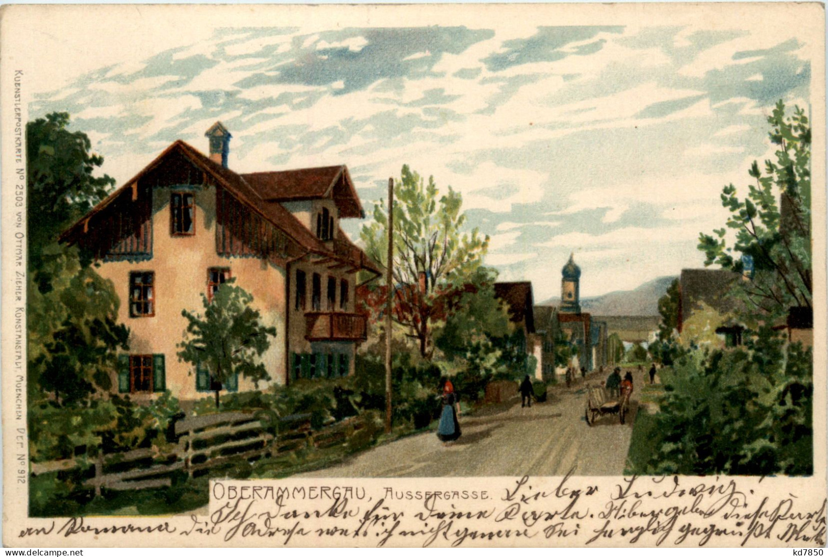 Oberammergau - Aussergasse - Litho - Oberammergau