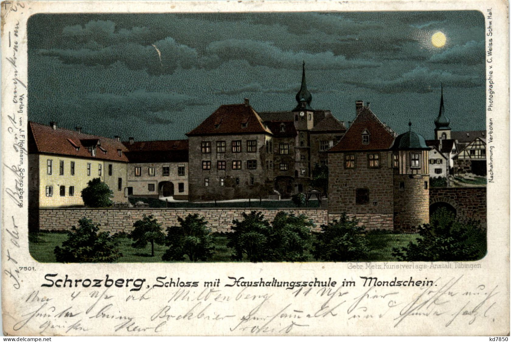 Schrozberg - Schloss Mit Haushaltungsschule Im Mondstein - Litho - Schwaebisch Hall