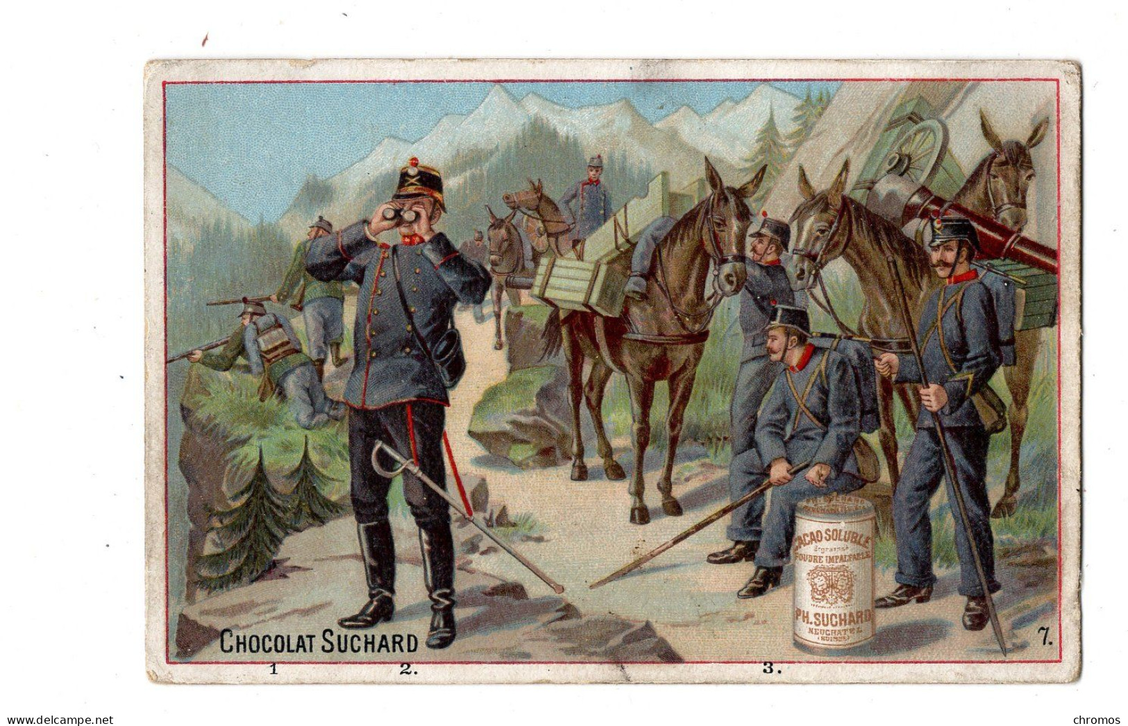 Chromo Chocolat Suchard, S 76 / 7, Militaire Suisse, Artillerie De Montagne - Suchard