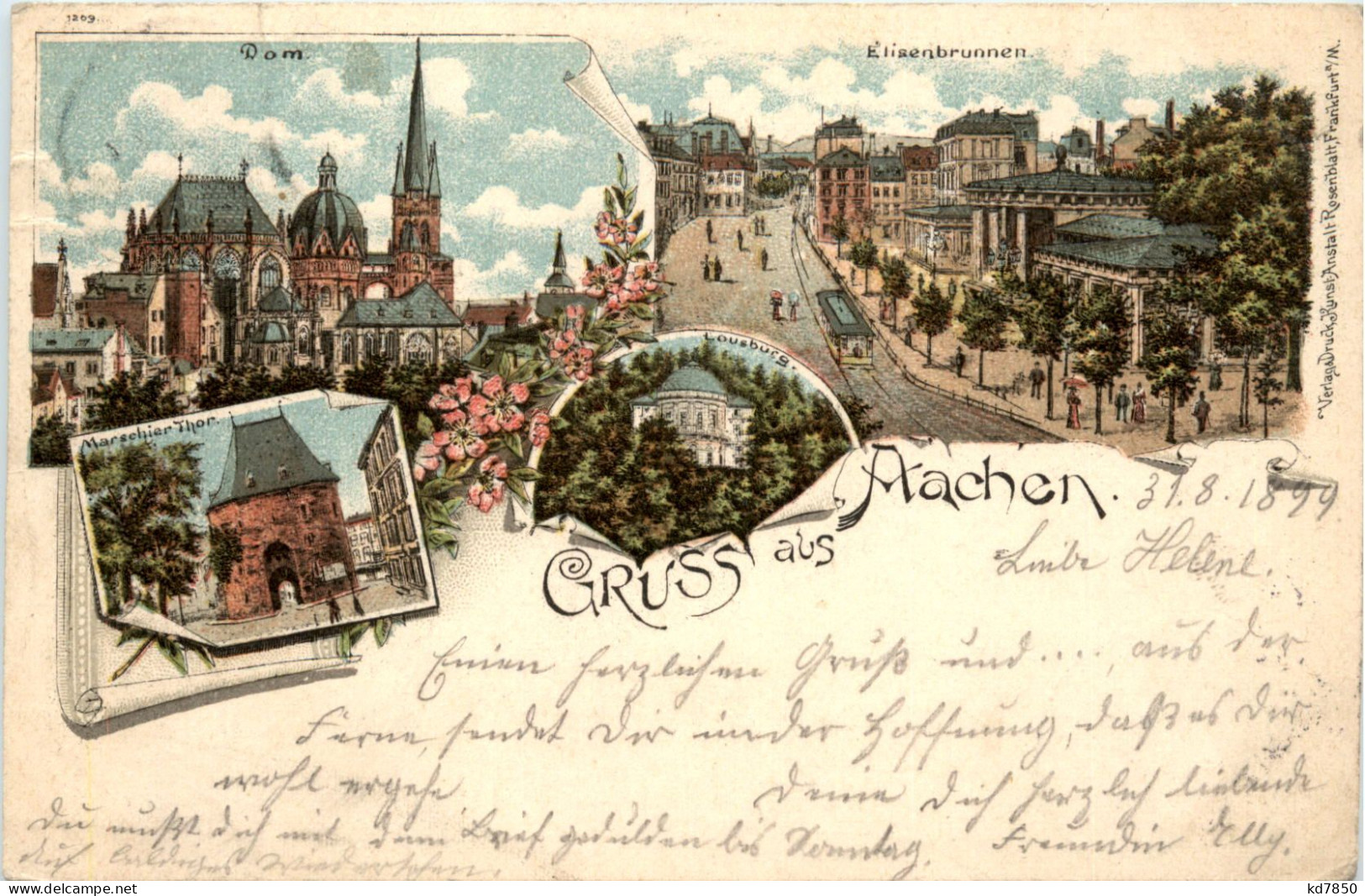 Gruss Aus Aachen - Litho - Aken