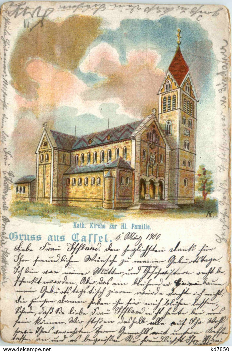 Gruss Aus Kassel - Kath. Kirche Zur Hl. Familie - Litho - Kassel