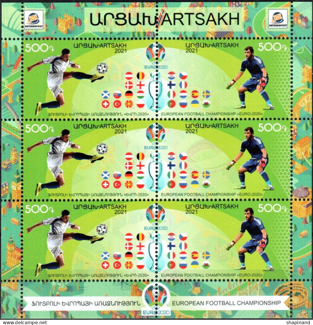 Artsakh 2021 "Campionatul European De Fotbal" Perforated Sheet Quality:100% - Armenië