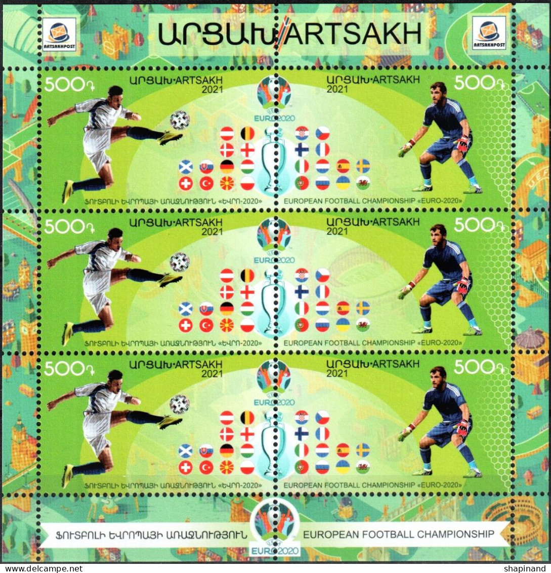 Artsakh 2021 "Campionatul European De Fotbal" Perforated Sheet Quality:100% - Arménie