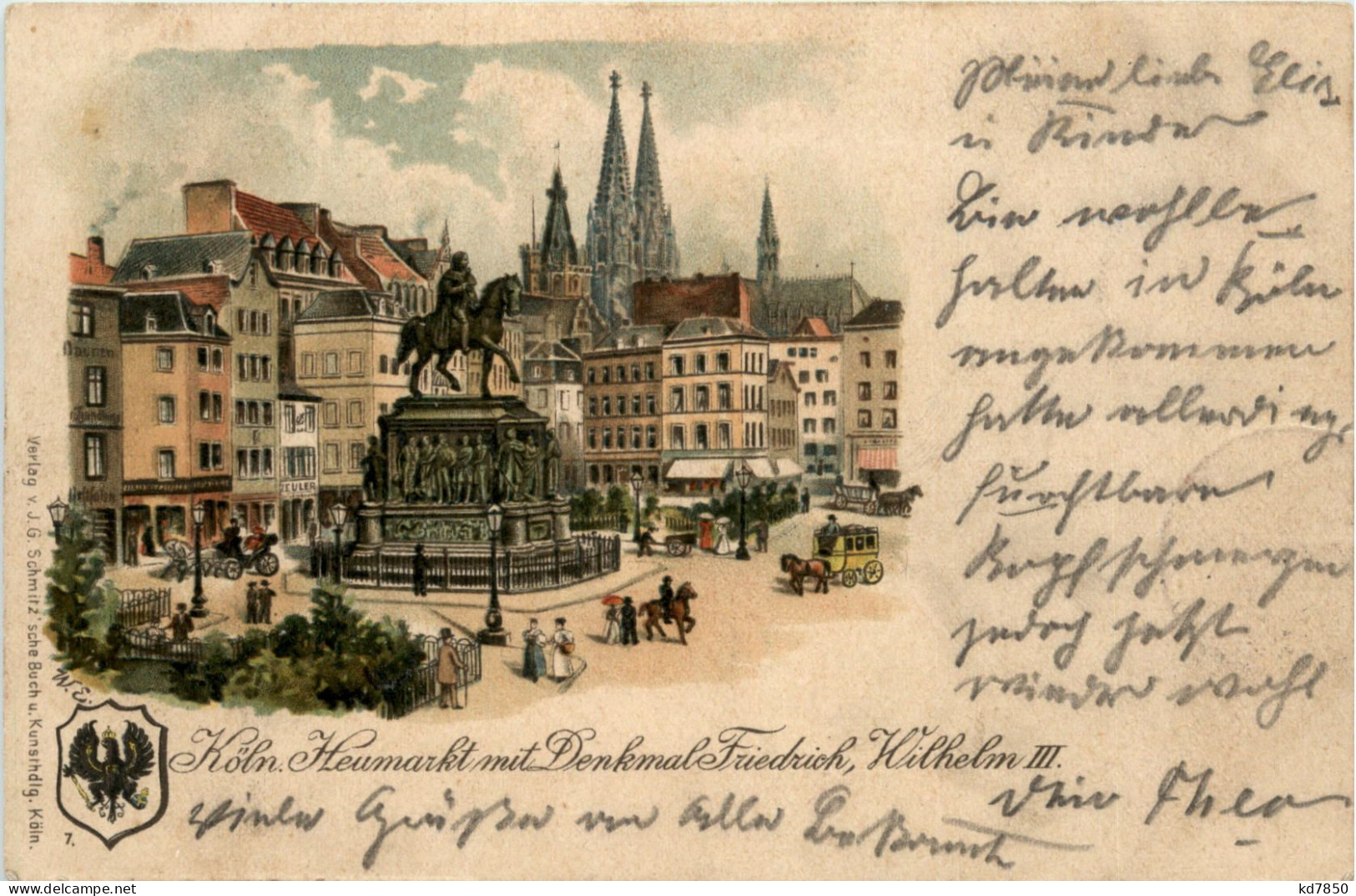 Köln Heumarkt Mit Denkmal Friedrich Wilhelm - Litho - Koeln