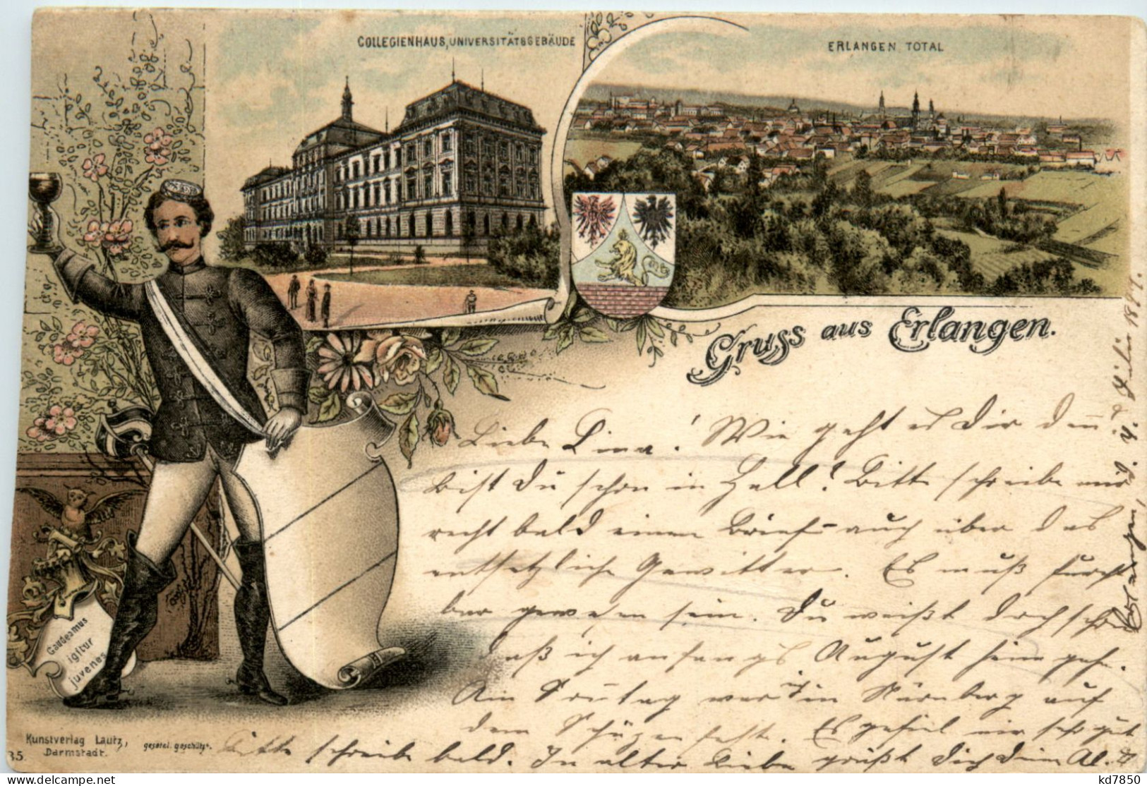 Gruss Aus Erlangen - Litho - Studentika - Erlangen