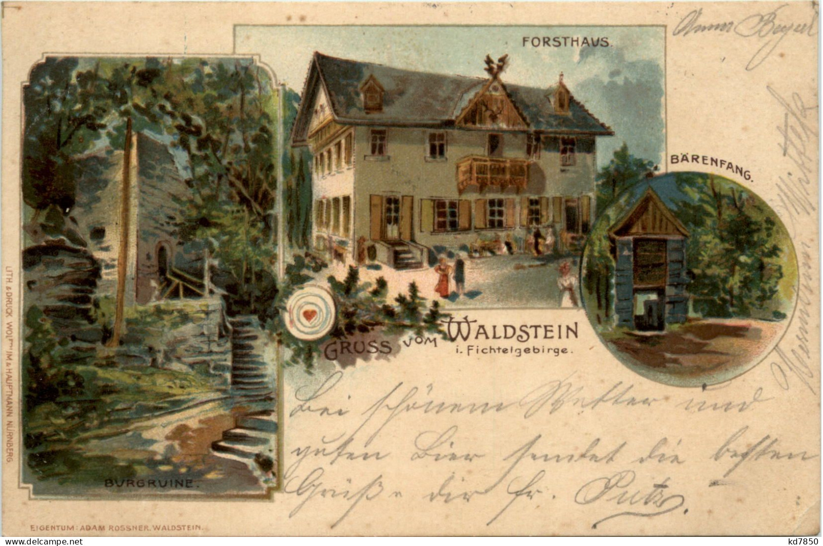 Gruss Vom Waldstein Im Fichtelgebirge - Litho - Hof