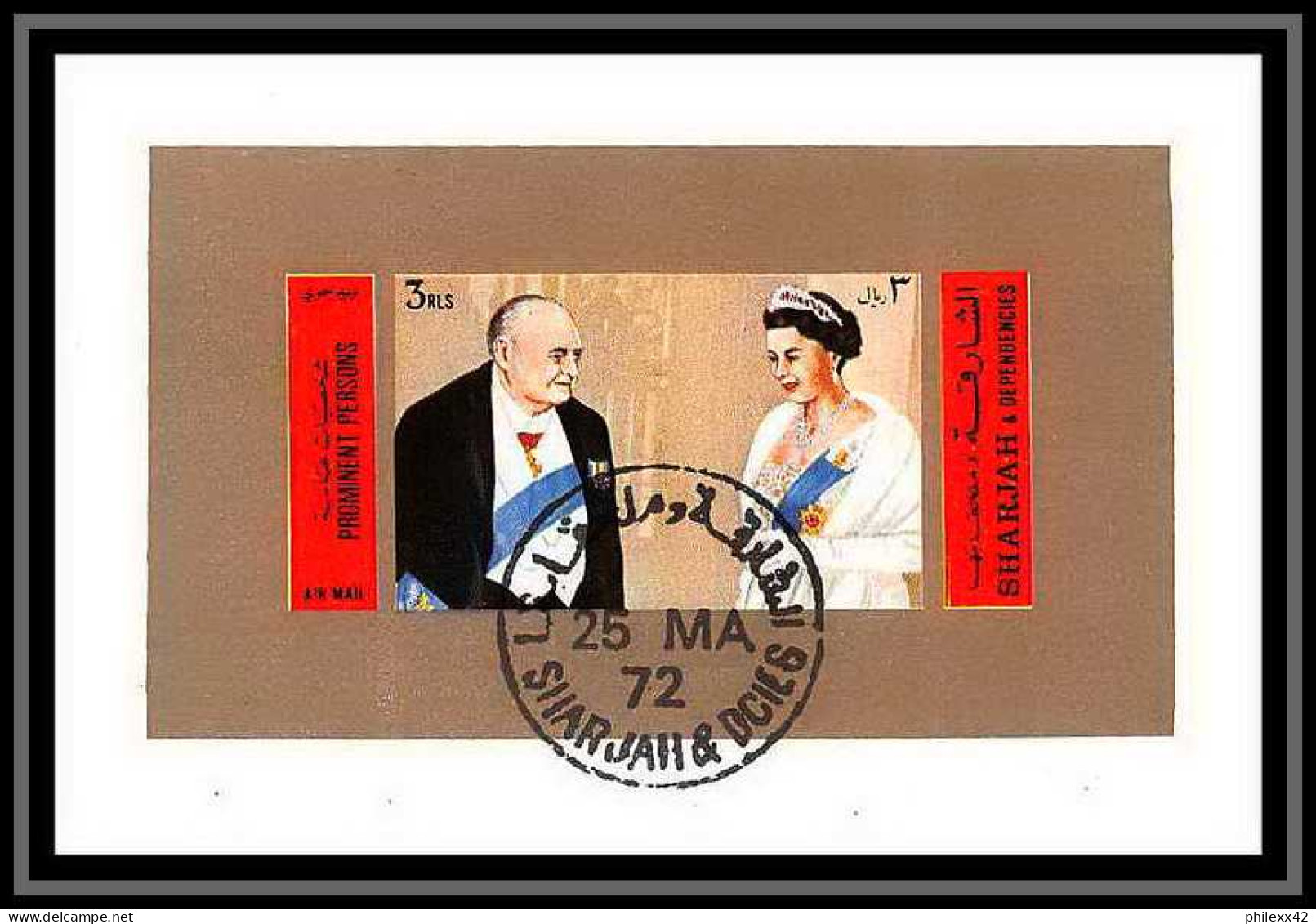 Sharjah - 2036/ N° 889/894 churchill 1972 adenauer eisenhower queen elisabeth alexandra deluxe blocs used