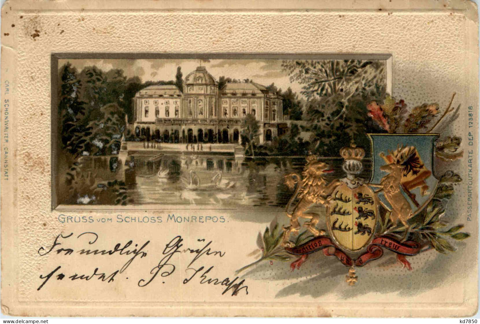 Gruss Vom Schloss Monrepos - Litho - Prägekarte - Ludwigsburg - Ludwigsburg