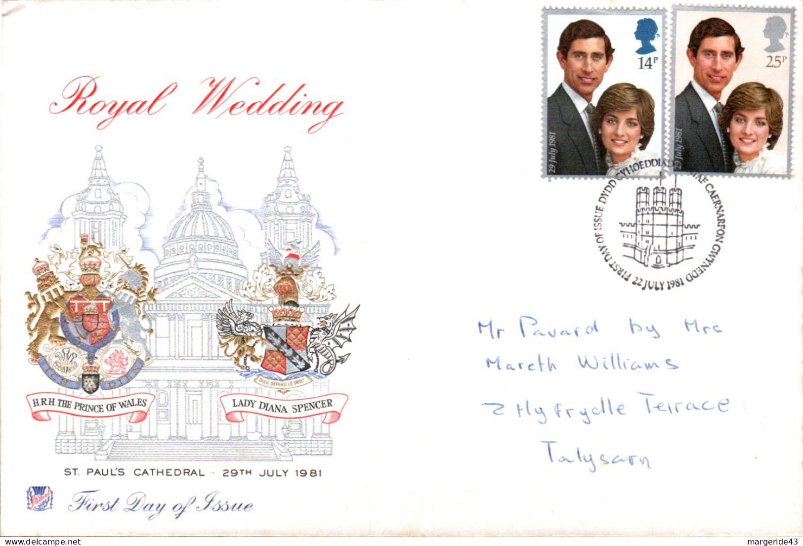 GB LETTRE FDC 1981 MARIAGE PRINCIER - Covers & Documents