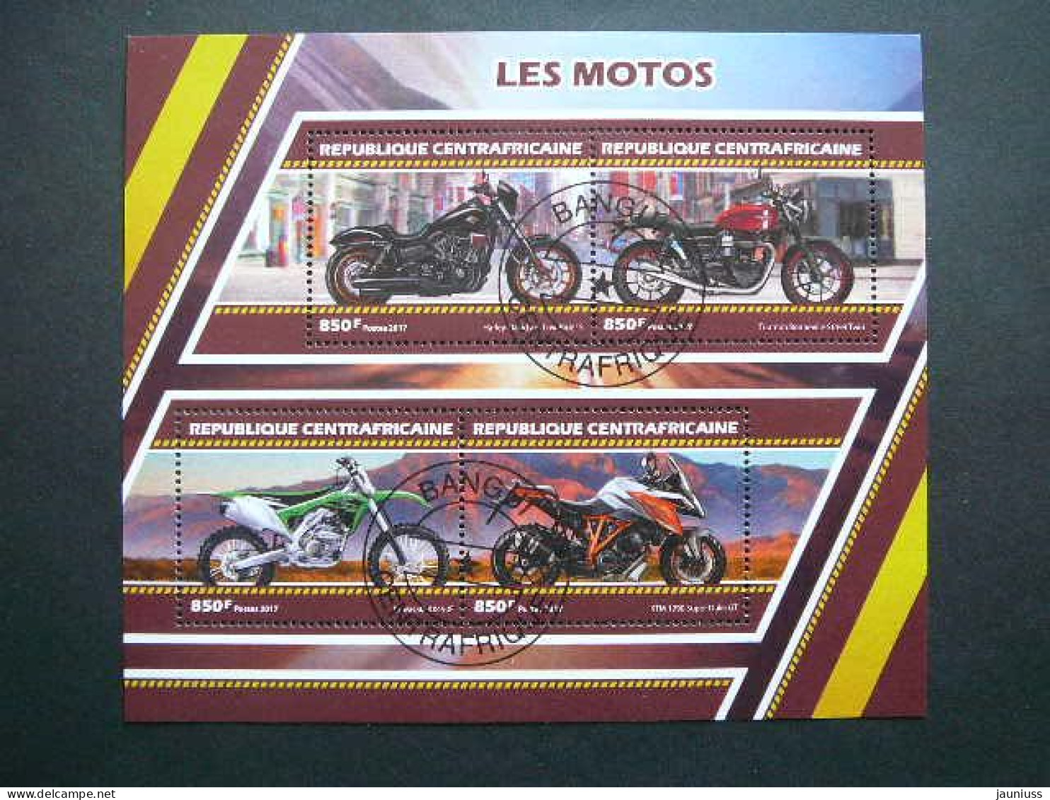 Motorcycles Motorräder Motocyclettes # Central African Republic # 2017 Used S/s #155 Motorbikes. - Motorfietsen