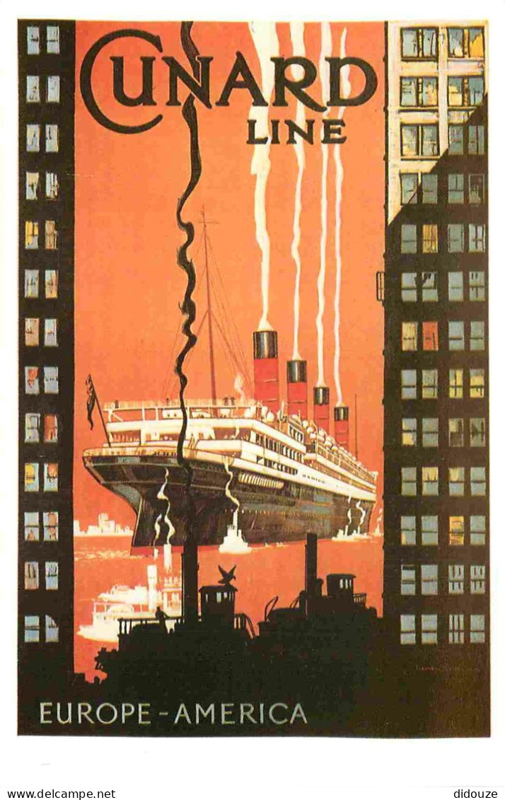 Publicite - Cunard Line Europe America - Bateaux - Bateaux - Art Peinture Illustration - Vintage - Reproduction D'Affich - Werbepostkarten