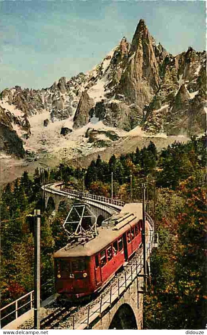 Trains - Au Pays Du Mont Blanc - Le Train Du Montenvers - La Mer De Glace Et Le Dru - CPM - Voir Scans Recto-Verso - Trains