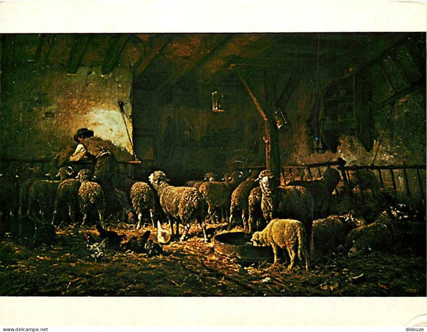 Art - Peinture - Charles Jacque - Intérieur De Bergerie - Moutons - Paysans - Carte Neuve - CPM - Voir Scans Recto-Verso - Paintings