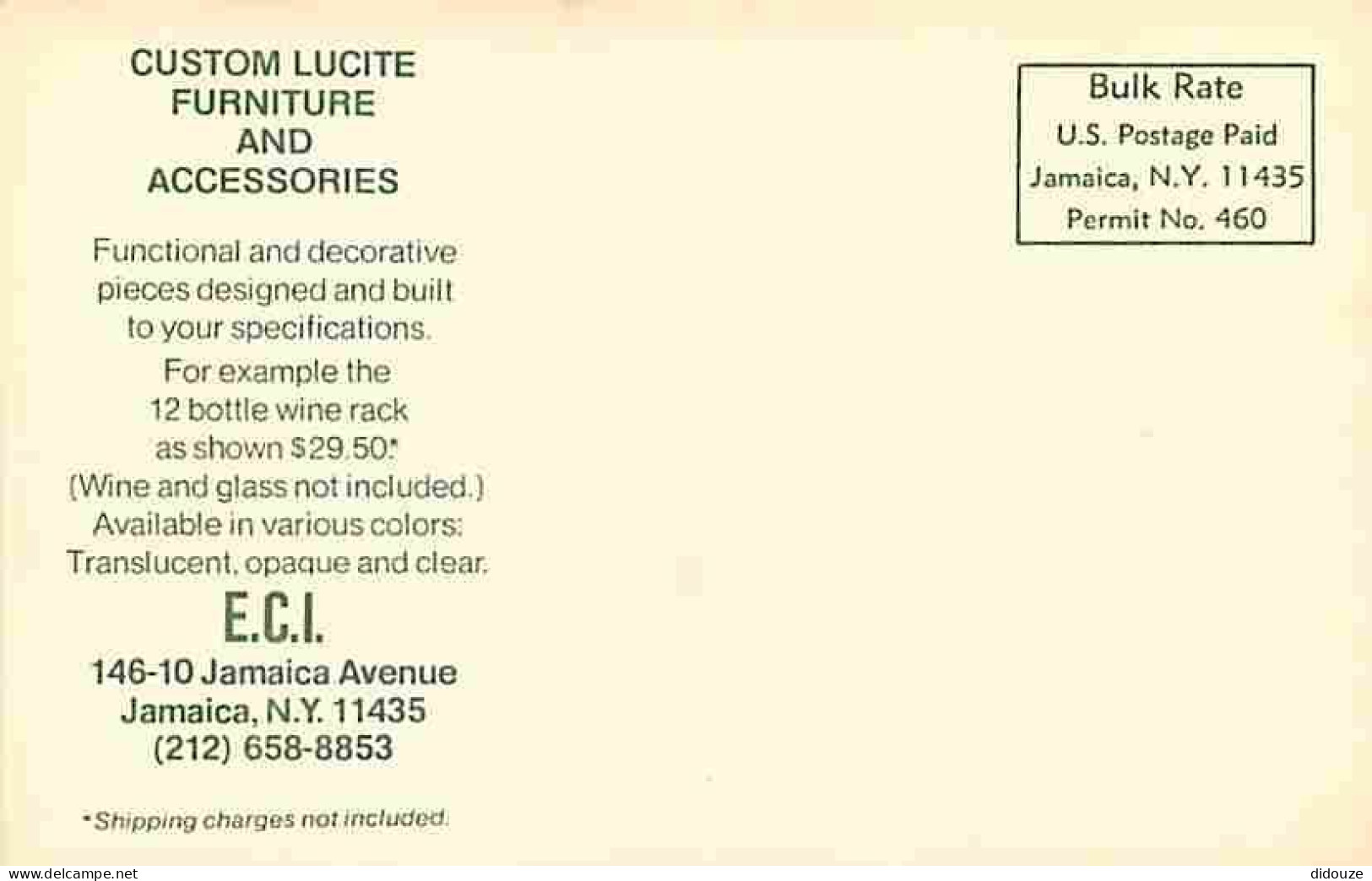 Jamaique - ECI - Custom Lucite Furniture And Accessories - Carte Neuve - CPM - Voir Scans Recto-Verso - Jamaïque