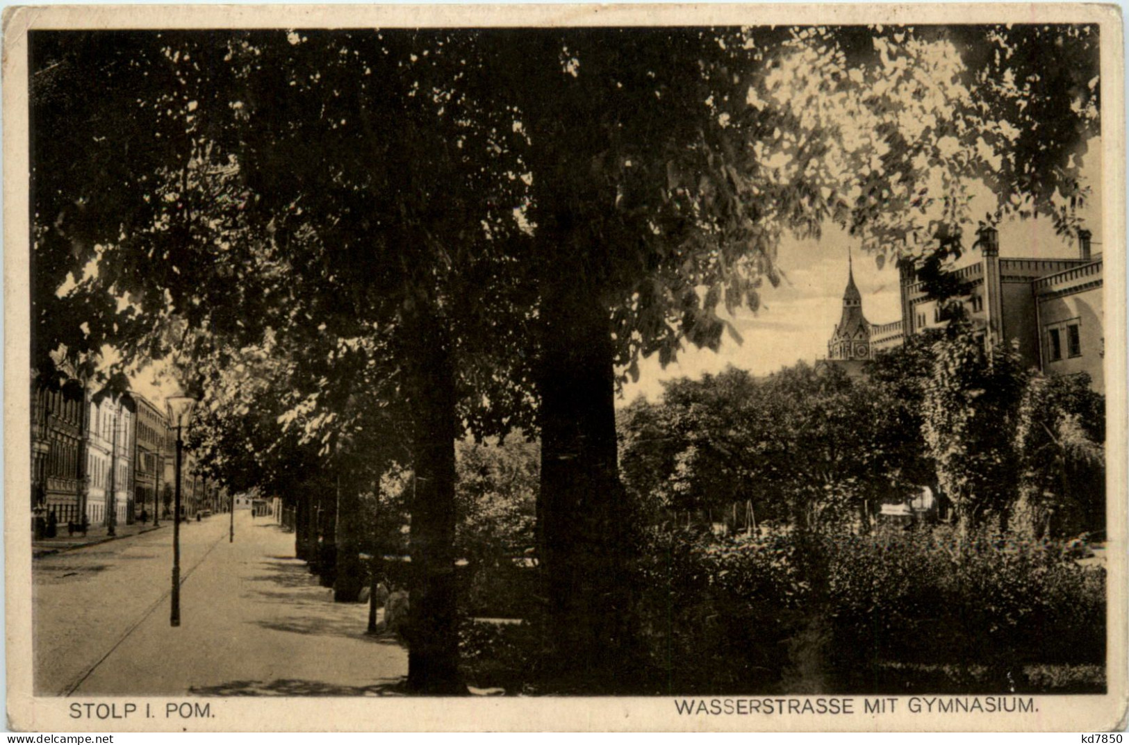 Stolp In Pommern - Wasserstrasse Mit Gymnasium - Pommern