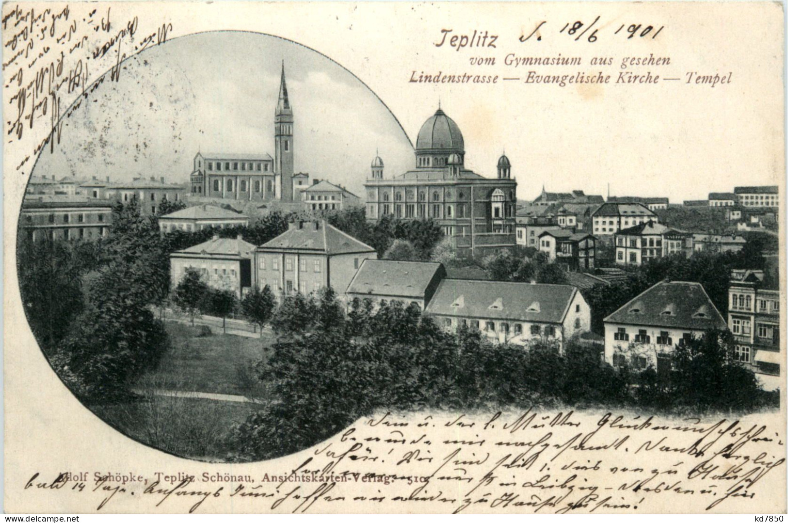 Teplitz Vom Gymnasium Aus Gesehen - Synagoge - Boehmen Und Maehren