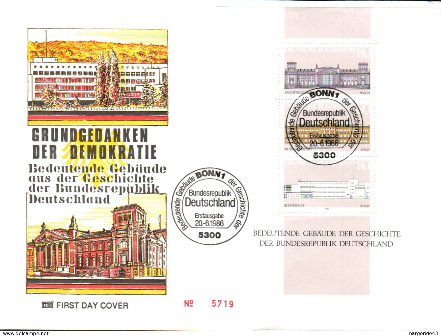 ALLEMAGNE 1986 BF 19 PRINCIPES DE LA DEMOCRATIE - 1981-1990