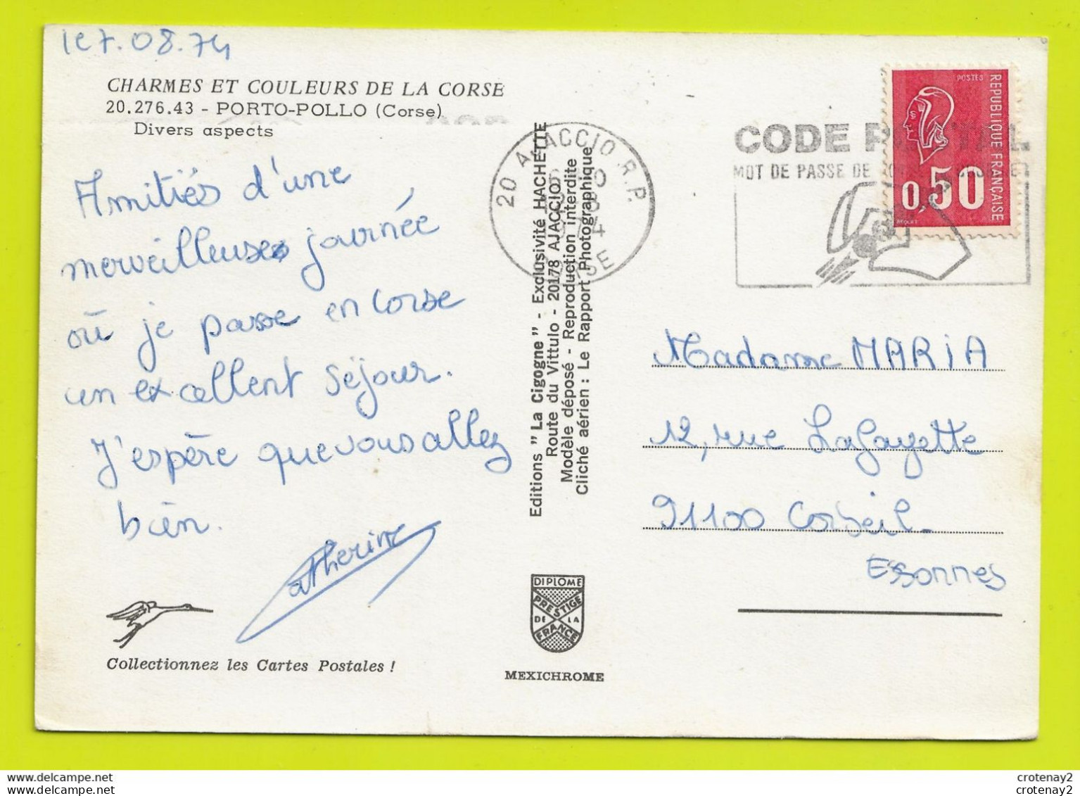 Corse Du Sud PORTO POLLO En 3 Vues N°276 43 VOIR DOS Postée à Ajaccio En 1974 - Other & Unclassified