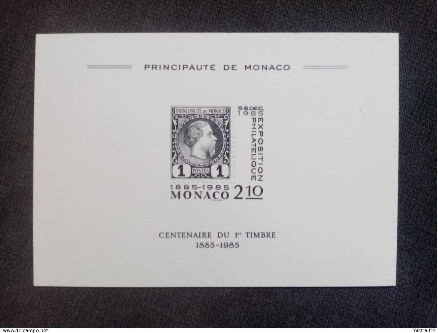 MONACO.1985. " Centenaire Du 1ér Timbre " Epreuve Souvenir Et Essai D'artiste. - Blocks & Sheetlets