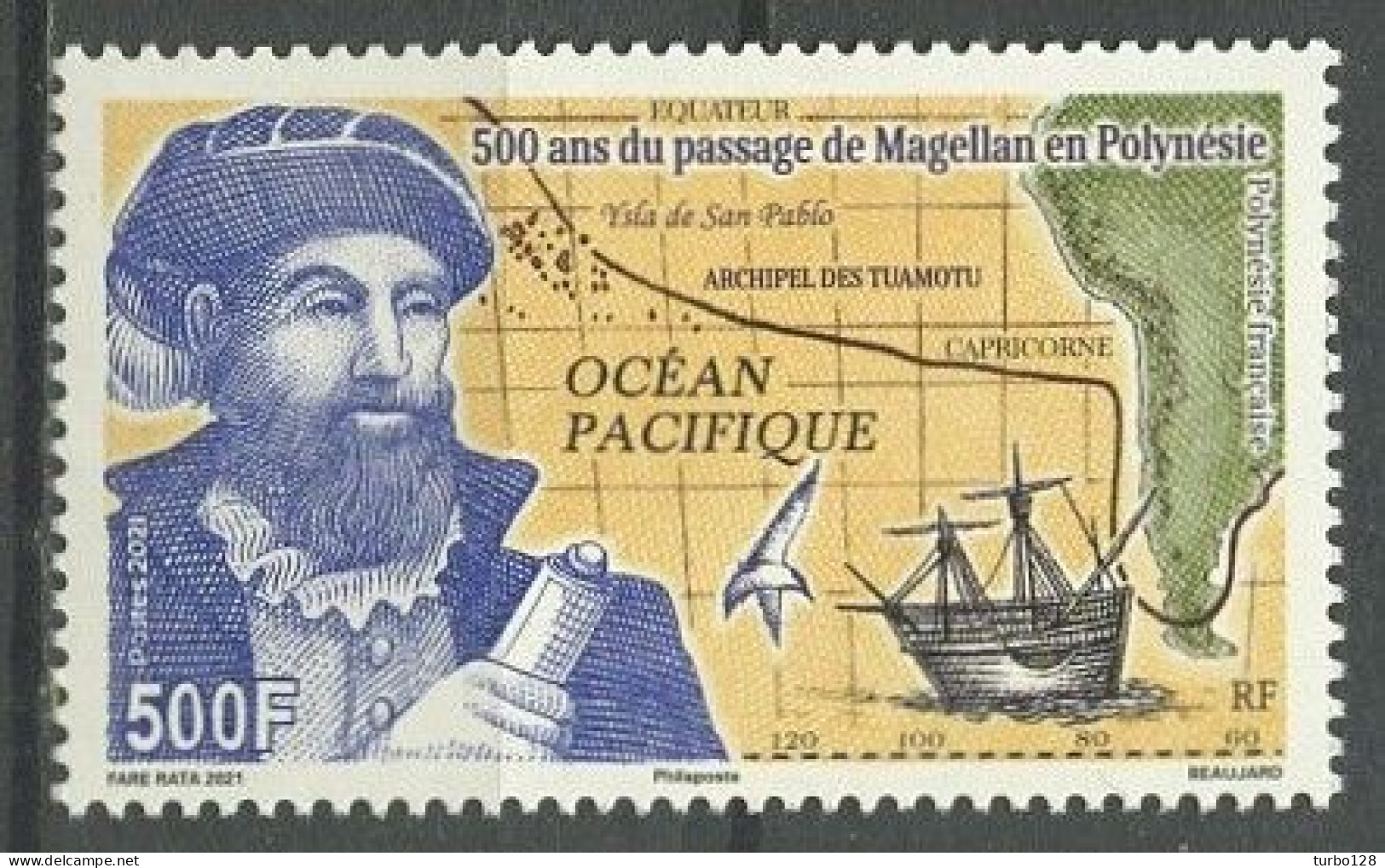 POLYNESIE 2021 N° 1259 ** Neuf MNH  Superbe Ferdinand De Magellan îles Tuamotu Bateaux Voiliers Oiseaux - Unused Stamps